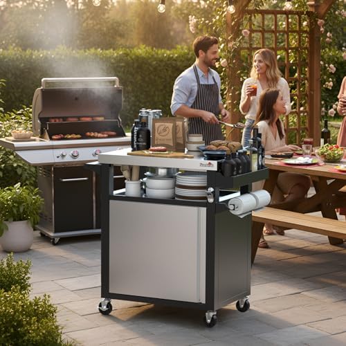 Stanbroil Rolling Grill Table Cart with Stainless Steel Cabinet & Tabletop - Image 7