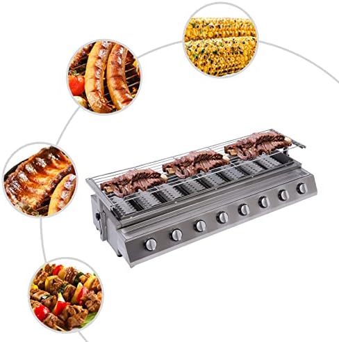Commercial Barbecue Grill, 8 Burners BBQ LPG Tabletop Gas Grill w/Steel Shield Gas Grill Griddle Patio Garden Barbecue Grill with Adjustable Height for Party Backyard BBQ - Image 4
