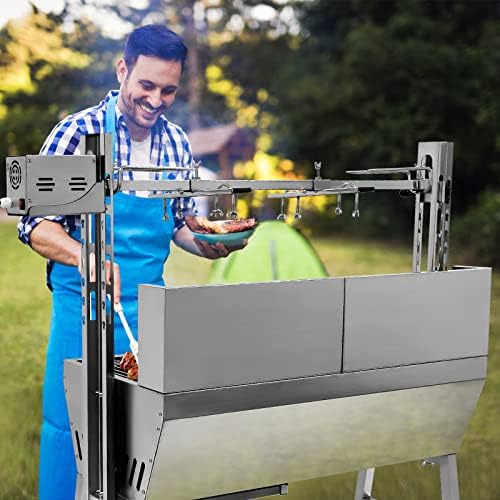 37" Electric Rotisserie Grill, Pig Lamb Spit Roaster Stand With 132 Lbs Capacity and Adjustable Height, BBQ Charcoal Grill Kit Stainless Steel for Outdoor Party Camping - Image 7