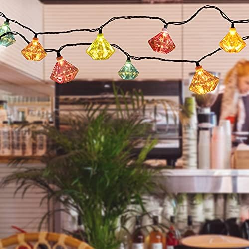 Vigdur Lantern String Lights - Multicolor Decorative String Lights Plug in with 10 Diamond Shaped Bulbs, Indoor String Light for Xmas Party Wedding Bedroom Patio Decor - Image 5