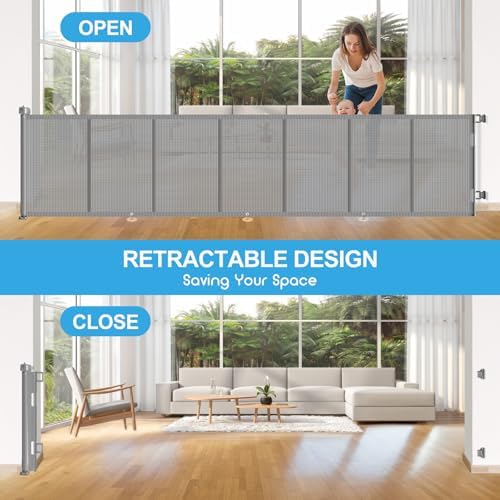 EZIGO 100 Inch Retractable Baby Gates Extra Wide Reinforced Baby Dog Gate - Image 6
