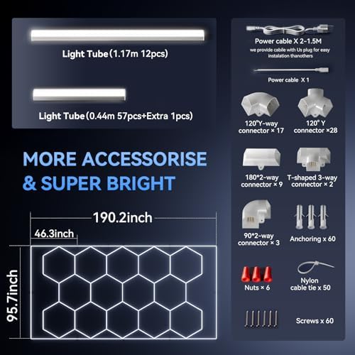 LZHOME Hexagon LED Garage Light: Ultra-Bright Hex Ceiling Lights, Hexagon led Lights for Garage Warehouse Workshop Gym Basement - Image 6
