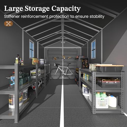 UDPATIO Resin Storage Shed 7.5x12FT, Outdoor Plastic Garden Shed,Grey White - Image 3