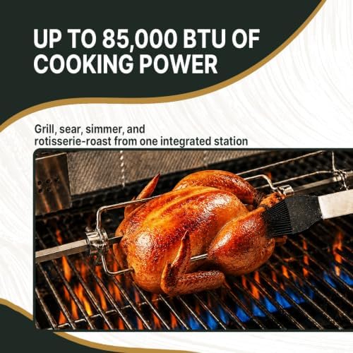 147" Modular Outdoor Kitchen,120,000 BTU Stainless Steel Natural Gas BBQ Grill with Built-In Pizza Oven,Rotisserie,Double Door Refrigerator,Granite Countertop,Storage Drawers & Cabinets. - Image 5