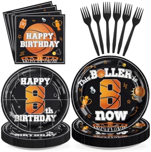 96Pcs Basketball 8th Birthday Party Decorations, Serves 24 by Greencian