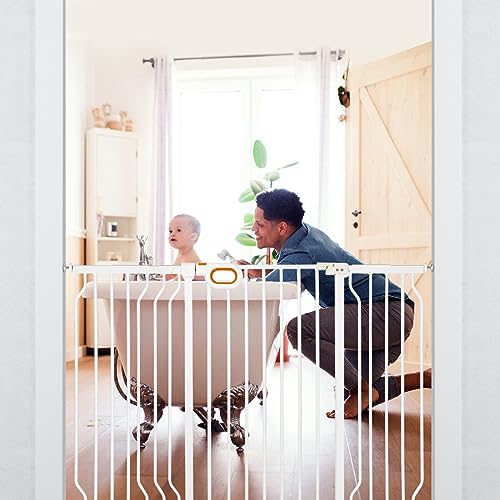 owlie 29 to 57 Inch Wide Baby Gate with Door for Stairs Doorways - Image 5