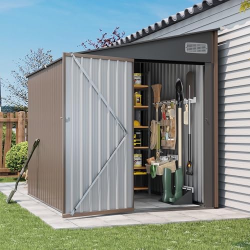 Aoxun 8x6 FT Lean to Shed for Backyard,Brown by Aoxun