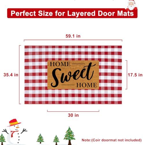 OJIA Christmas Outdoor Rug 3'x5' Red Plaid Front Door Mat Outdoor Porch Rug - Image 2