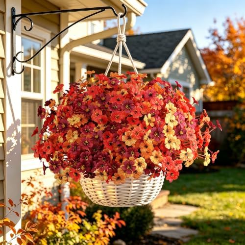 24 Bundles Fall Artificial Flowers for Outdoors Decors, Faux Mums Plants Fake Silk Flora, UV Resistant Realistic Faux Plants Greenery for Outside Farmhouse Porch Patio Window Box Planter Fall Decor - Image 4