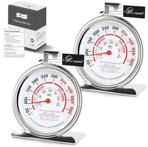 Oven Thermometer 3.23" Dial 50-500°F, NSF Food Safety Zones 2-Pack by Unknown