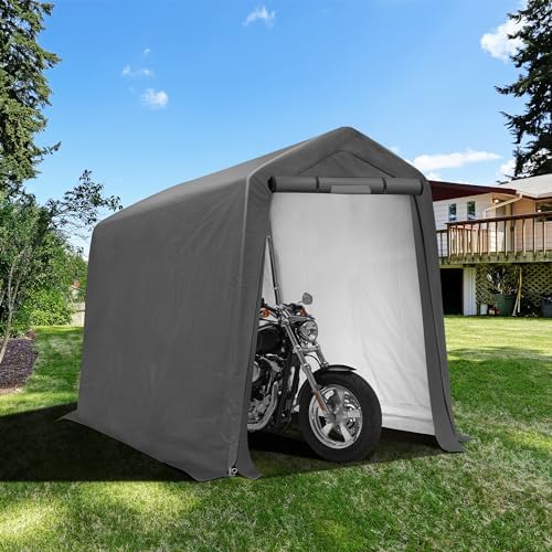 6x7Ft Outdoor Storage Shed, Portable Storage Shed with Roll-up Ventilated Door,Heavy Duty Waterproof Shelter Tent Carport for Motorcycle, Firewood, Garden Tools by Raysfung