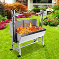 37" Electric Rotisserie Grill, Pig Lamb Spit Roaster Stand With 132 Lbs Capacity and Adjustable Height, BBQ Charcoal Grill Kit Stainless Steel for Outdoor Party Camping by OLIPIC