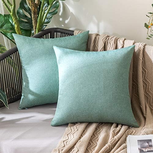 MIULEE Decorative Outdoor Pillow Covers Euro Waterproof 22x22 Teal by MIULEE