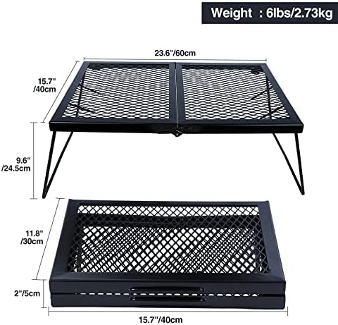 REDCAMP Folding Campfire Grill Heavy Duty Steel Grate, Portable Over Fire Camp Grill for Outdoor Open Flame Cooking Large - Image 2