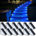 AUDLES LED Solar Step Lights Waterproof Outdoor Stair Lights, Solar Deck Lights Outdoor Decor IP67 Solar Decoration Lights for Yard (Blue Color, 12 Pack) by AUDLES