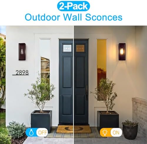 VerRon Outdoor Wall Light Fixtures, Modern Exterior Wall Lanterns, 2-Pack - Image 4