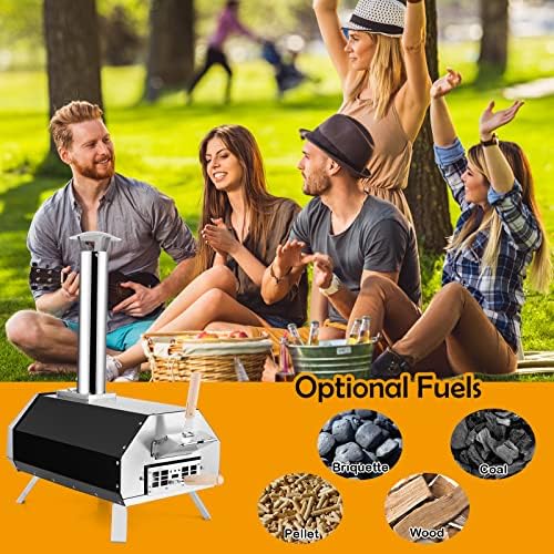 COSTWAY Outdoor Pizza Oven, with 12” Pizza Stone, Wood Fired Pizza Maker - Image 4