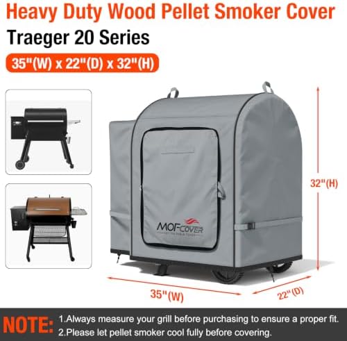 Foldable Grill Cover for Traeger 20 Series Wood Pellet, Waterproof 600D Heavy Duty Wood Pellet Smoker Cover, Fade＆Tear Resistant Pellet Grill Cover for Recteq 340 Grills Junior,Gray - Image 5