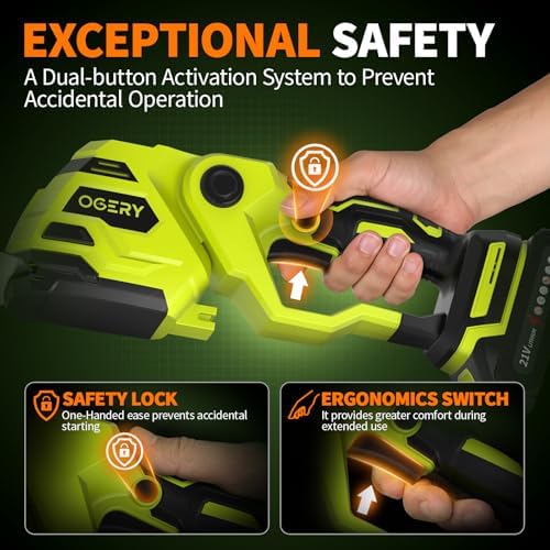 OGERY 21V Cordless Hedge Trimmer & Grass Shears, 2-in-1 Powerful Dual Batteries Electric Bush Trimmer with 8.9” Hedge Blade & 5.1” Grass Trimmer, Adjustable Angle, Lightweight for Garden & Lawn Care - Image 5