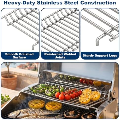 LS'BABQ Grill Warming Rack for Nexgrill Home Depot 720-0864 720-0864R 720-0864RA, Stainless Steel Upper Warming Rack Replacement Parts for Nexgrill Deluxe 2-Burner Gas Grill, 16.8" x 7.2" - Image 4
