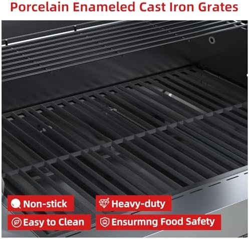 Veralune 4 Burner Gas Grill with Infrared Side Burner, Side Shelves, Wheels - Image 5