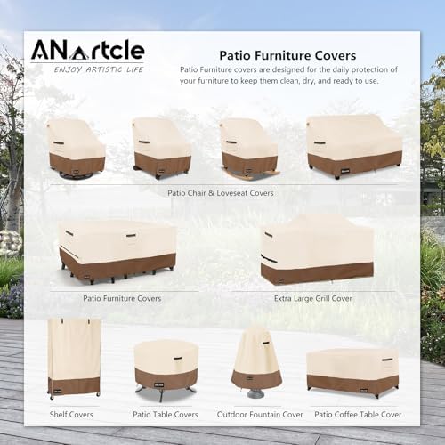 ANartcle Water-Resistant 80 Inch BBQ Grill Cover,600D Heavy Duty Waterproof All Weather Large Grill Cover for Outdoor Grill,Suitable for Weber, Brinkmann and More,80" L x 26" W x 48" H Beige - Image 2