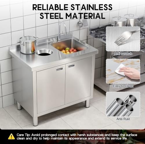 SPECRAFT 24x36 Inch Stainless Steel Utility Sink Cabinet - Image 4