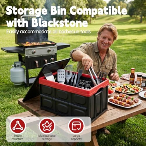 Storage Bin Compatible with Blackstone, Collapsible Storage Bins with Lid - Image 3