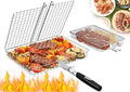 Grill Baskets for Outdoor Grill,Removable Wooden Handle,2PCS by OUBRTS