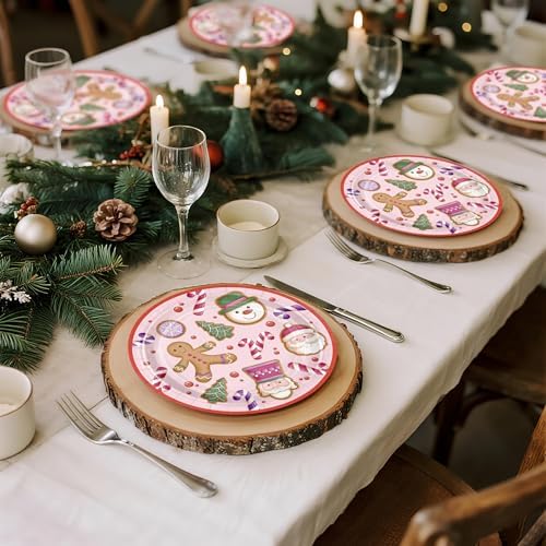 WRAPAHOLIC 25Pcs Christmas Paper Plates - 9 Inch Gingerbread Disposable Plates Decorative Dinner Plates for Christmas Party Tableware Supplies Table Decor - Image 7