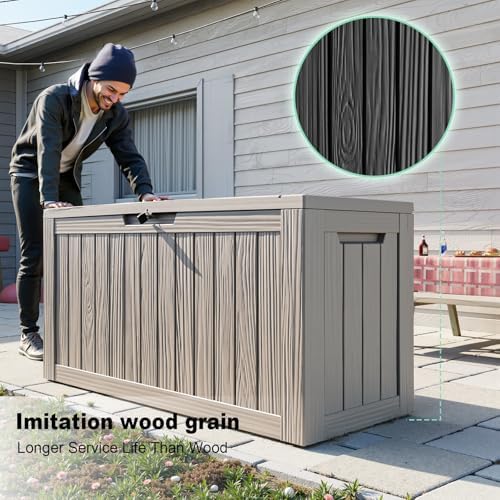 PatioZen 80 Gallon Resin Deck Box, Lockable Outdoor Storage Box for Patio Cushions Storage Furniture,Garden Tools, Pool Supplies, Weatherproof and UV Resistant (Grey) - Image 6