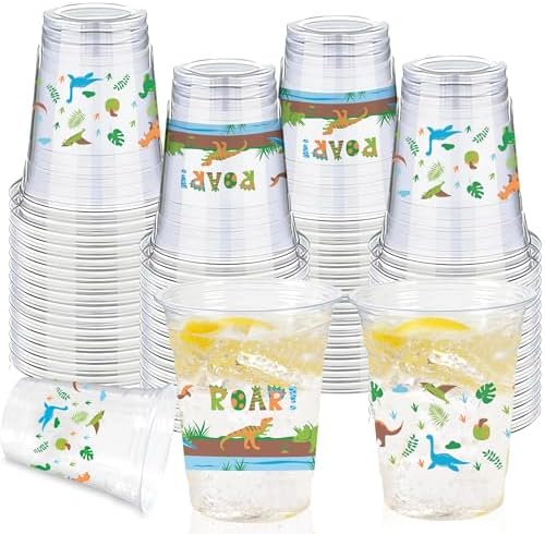 Dinosaur Disposable Cups for Dino Birthday Party Supplies Decorations by CUPLOOV