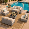 LOUVIXA 7 Piece Outdoor Patio Furniture Set, Outdoor Sectional Sofa, Wicker Rattan Patio Furniture, Patio Conversation Set with Coffee Table & Cushions by LOUVIXA