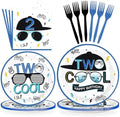 96Pcs Two Cool 2nd Birthday Party Decorations for Boys, Serves 24 by Greencian