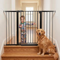 Mumeasy 36" Extra Tall Baby Gate for Stairs, 29.7-54.2" Wide Dog Gate for Doorways, Walk Thru Pet Safety Gate for Indoor, Pressure Mounted with Auto Close, Easy Install No Drill for Toddlers, Black by Mumeasy-FocusonBabyPetSafetyGate