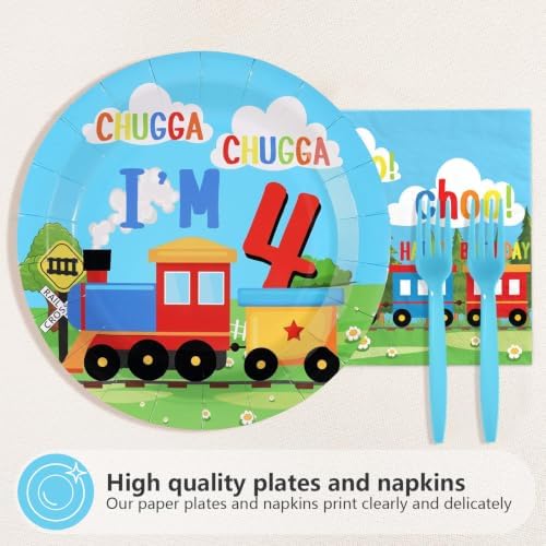 96Pcs Train 4th Birthday Party Decorations for Boys Girls, Serves 24 - Image 3