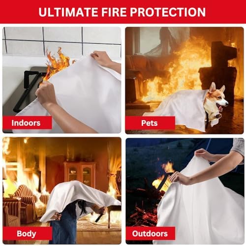 Emergency Fire Blanket for Home & Kitchen, Fiberglass Fire Suppression Blanket, 40" x 40" Heat Resistant Fire Safety Blanket for Grill, Fireplace, Camping, Car, Office & Emergency (Pack-02) - Image 5