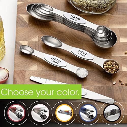Spring Chef Stainless Steel 8 Magnetic Measuring Spoons for Kitchen, White - Image 6