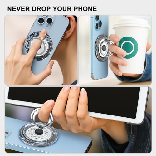 Magnetic Phone Ring Holder for MagSafe, Glitter, All Black - Image 6