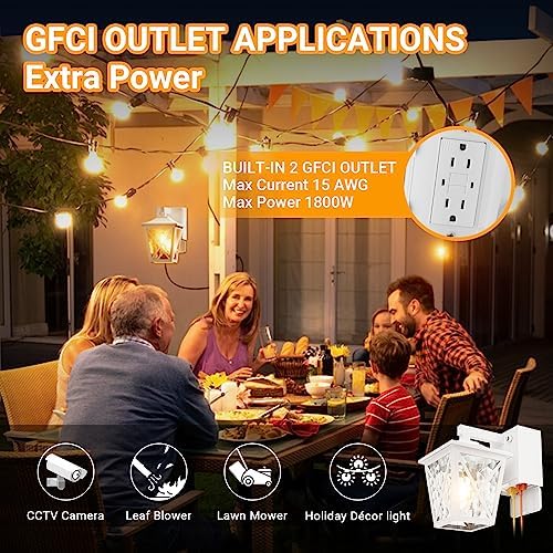 Ehaho Porch Light with GFCI Outlet Aircraft Grade Aluminum Alloy-White 1PC - Image 3