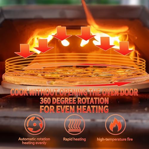 Stainless Steel Pizza Oven Outdoor 12" Automatic Rotatable Pizza Ovens,Portable Wood Fired Pizza Oven Pizza Maker with Timer, Built-in Thermometer,Pizza Cutter & Carry Bag - Image 3