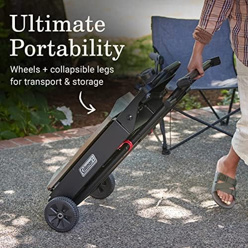 Coleman Roadtrip Griddle 19" or 24" Propane Griddle with Instastart Ignition Even Heat Distribution Grease Tray & Optional Lid; Portable with Scissor Legs and Wheels - Image 2