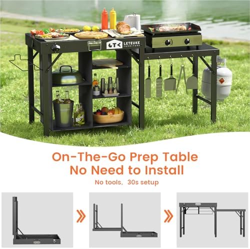 Grill Table for Blackstone Griddle Camping Grill Table Foldable Fits Ninja - Image 3