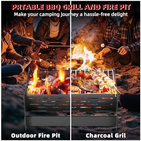 Charcoal Grill Portable Folding with Carry Bag,BBQ Camping Grill Fire Pit - Image 3