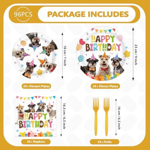96 Pcs Schnauzer Birthday Party Decoration for Schnauzer Pet Serves 24 - Image 5
