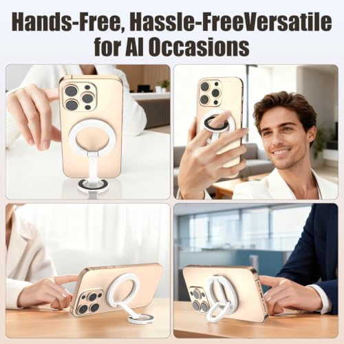 Magnetic Phone Ring for MagSafe Dual-Sided Magnetic Phone Grip Magnet Phone Stand Grip Compatible with iPhone 17/16/15/14/13 Pro Max Plus Mag Safe Accessory for Car Mounts (White) - Image 4