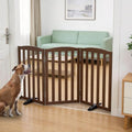 Freestanding Dog Gate Indoor,Doggie Gate Foldable Pet Gates for Doorways,Stairs or Hallways, Wooden Brown Pet Gate for the House, Pet Fence with Support Feet Included,24 "Height-3 Panels by SFJC