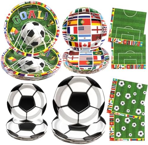 180pcs Soccer Plates and Napkins Party Supplies,Serves 60 by Osonm