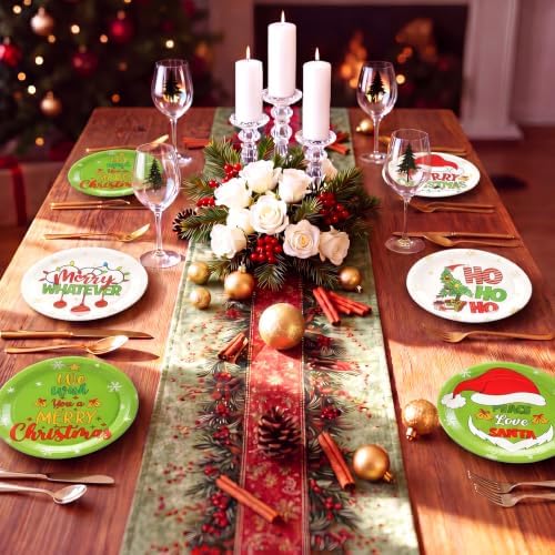 Rtteri 100 Pcs Christmas Paper Plates Disposable 9 Inch Lime Green Plate - Image 6