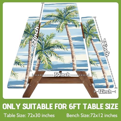 Picnic Table Cover with Bench Covers Waterproof Elastic Rectangle Reusable Folding Tablecloth Manteles Mantelería Camping Essentials Rv Car Travel Supplies Table Cloth Outdoor Road Trip Camper Gifts - Image 2